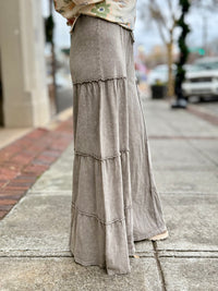 Mineral Wash Tiered Wide Leg Pants