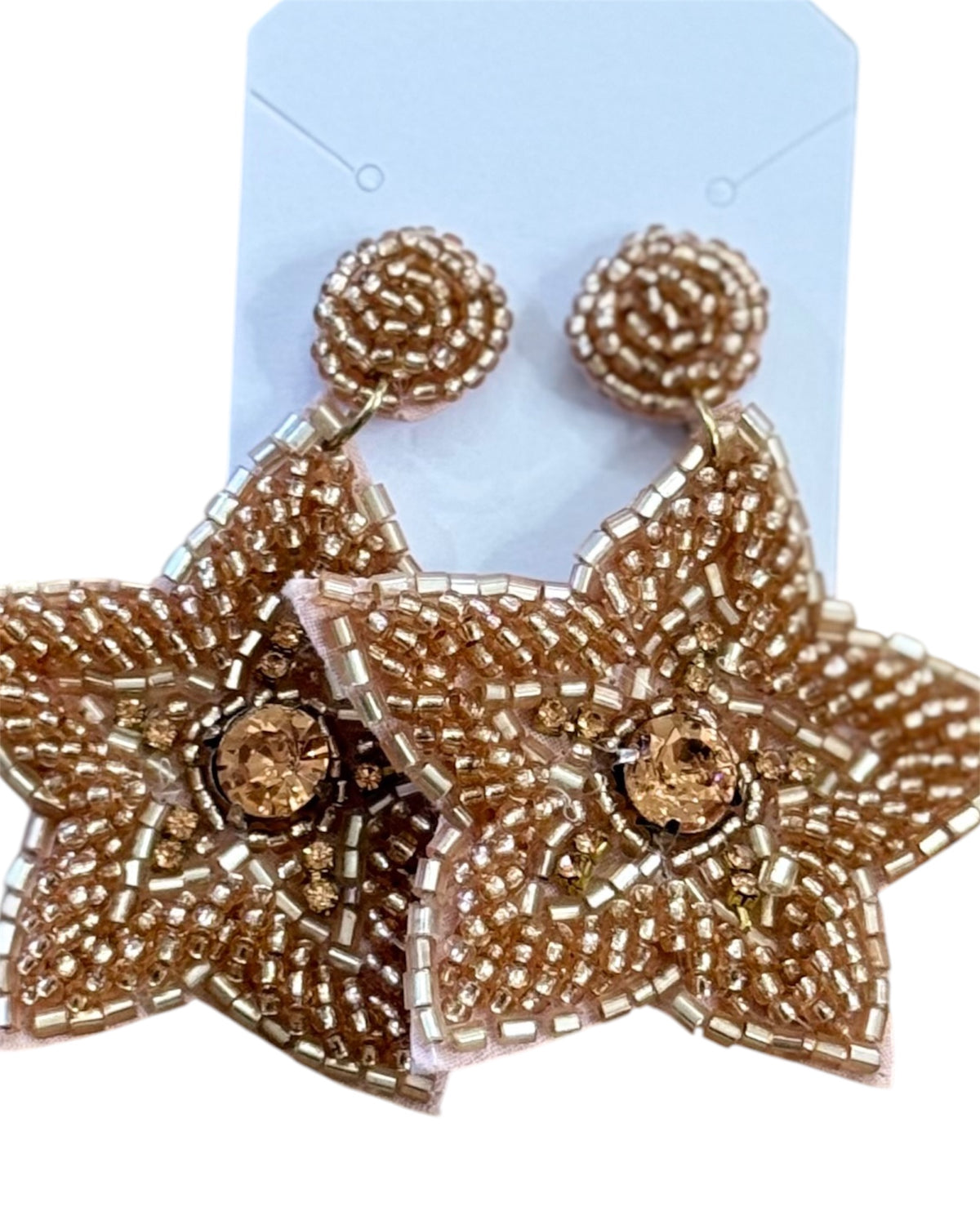 Beaded Star Earrings | Rose Gold