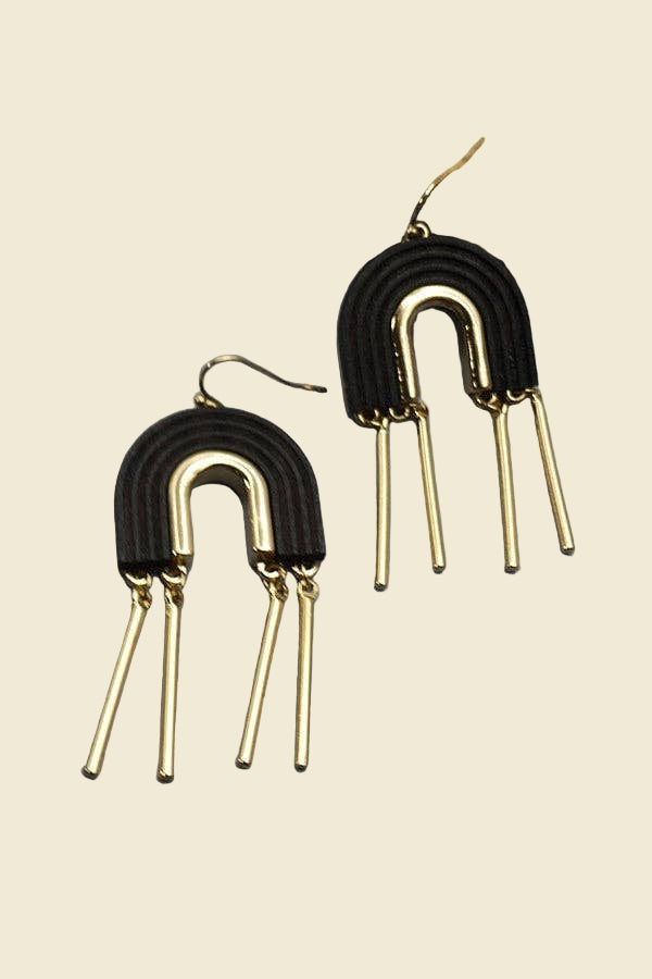Rainbow Fringe Drop Earrings | Black