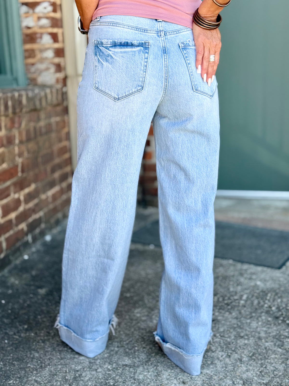 Cuffed Baggy Wide Leg Jeans