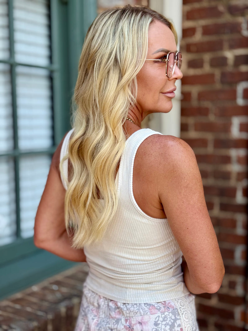 Washed Ribbed Tank | Natural