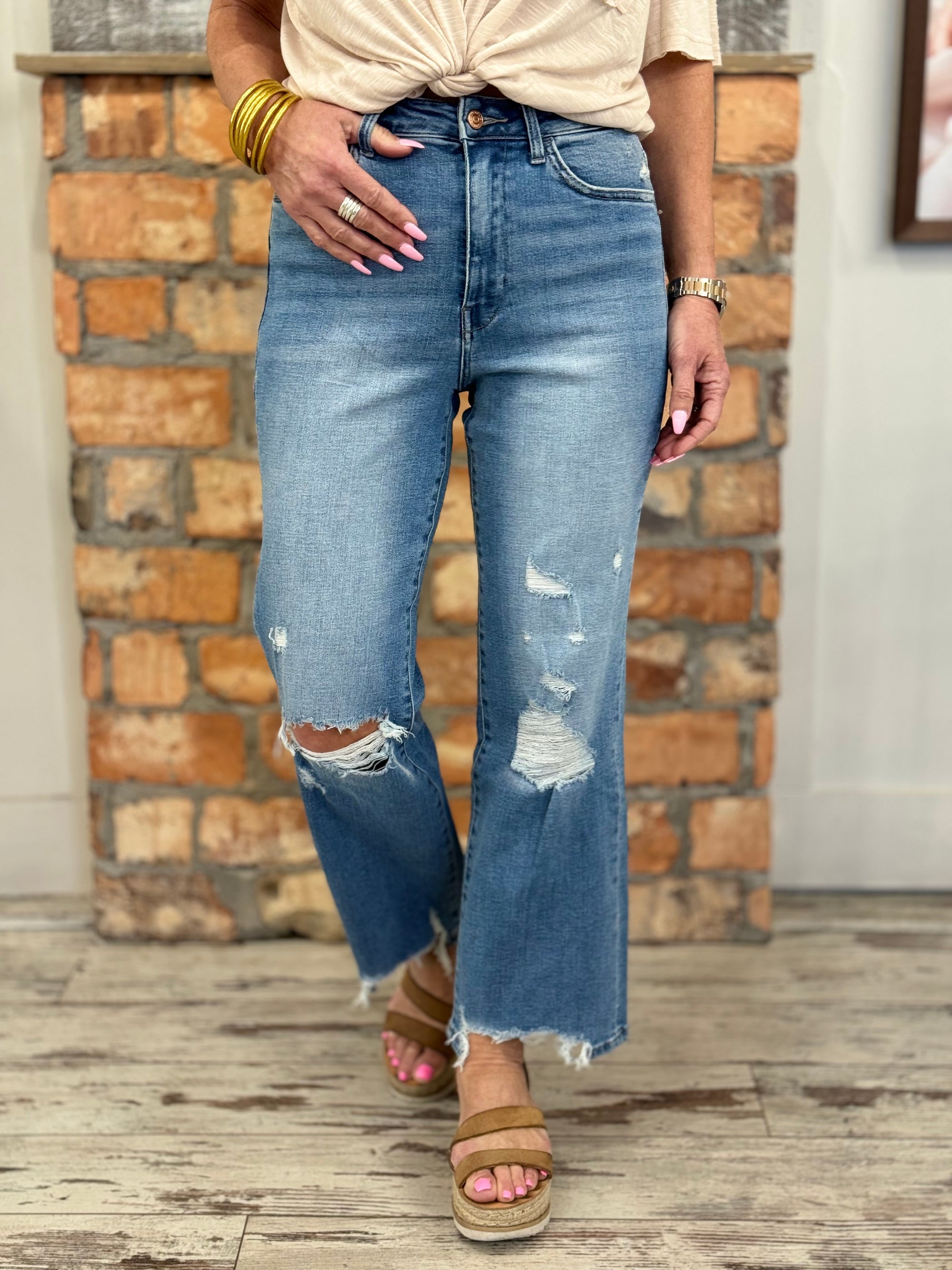 90s High Rise Cropped Flare Jeans