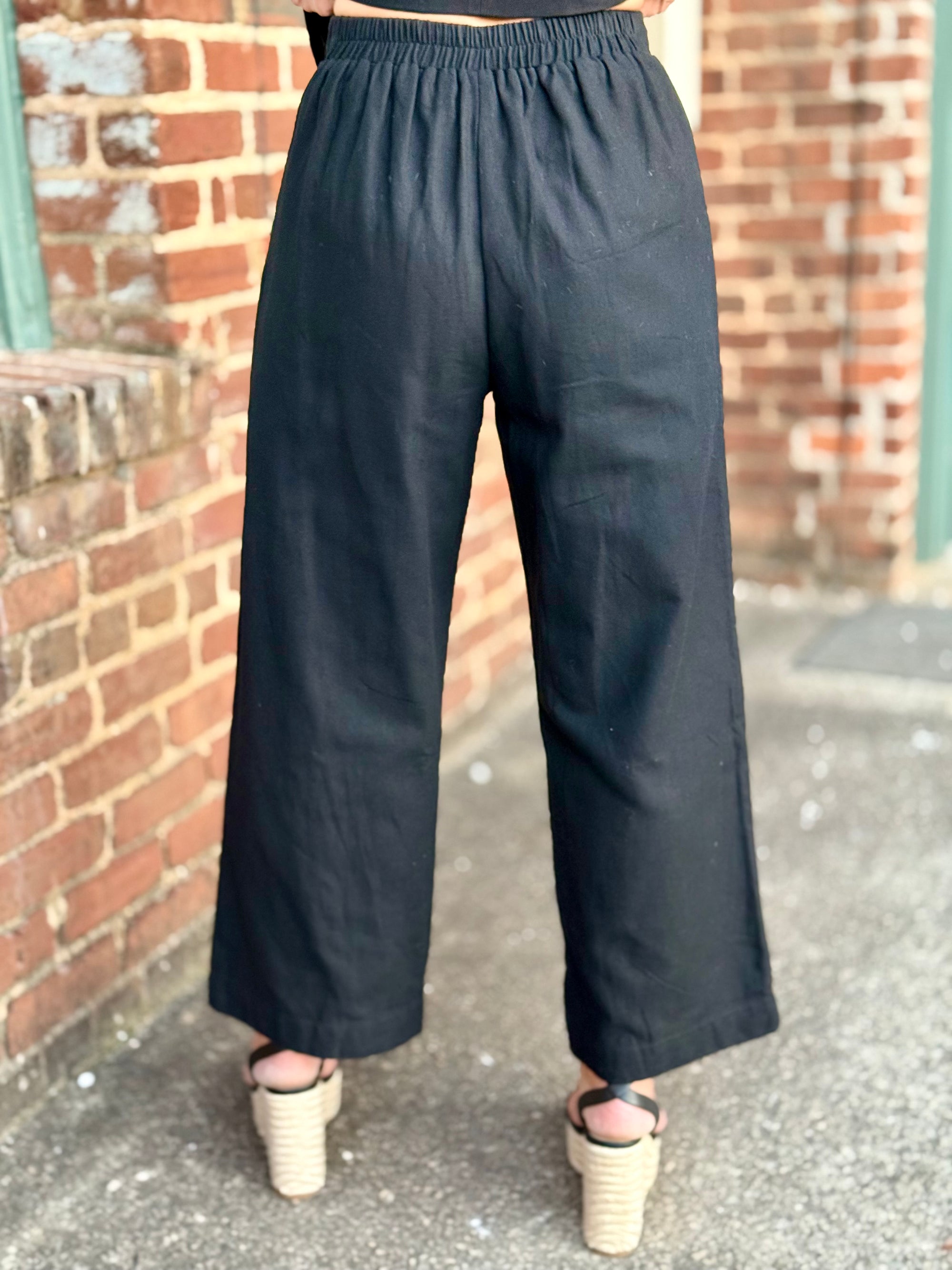 Cropped Wide Leg Linen Pants