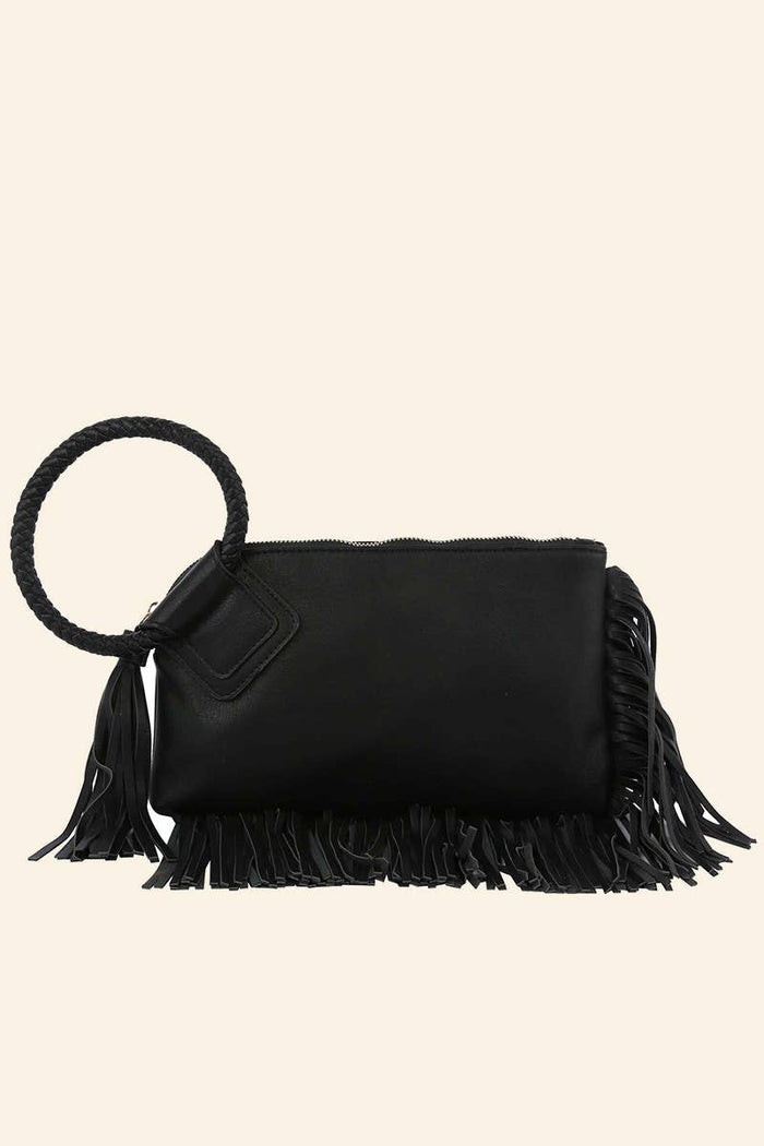 Fringe Wristlet Bag | Black