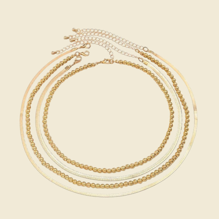 Herringbone + Ball Chain Necklace Set