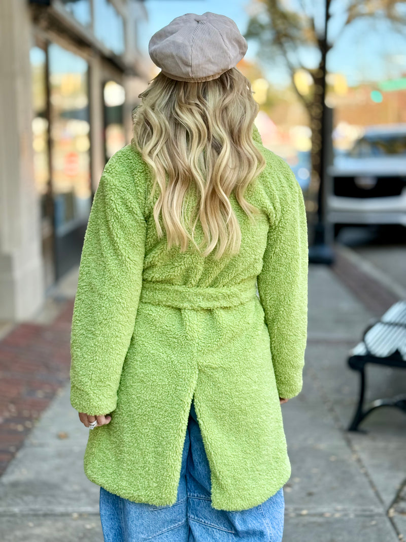 Belted Faux Fur Midi Jacket