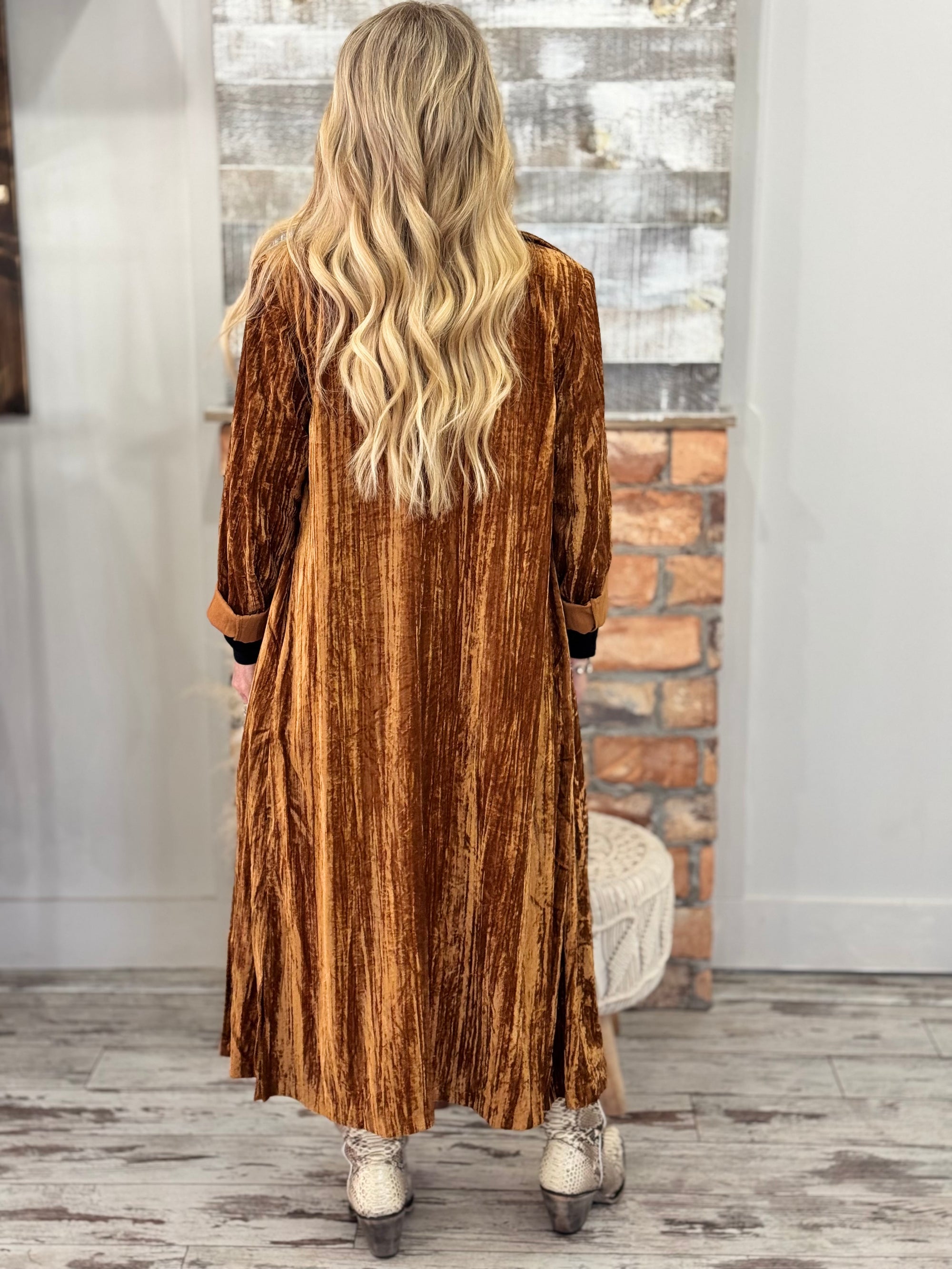 Velvet Button Up Maxi Coat