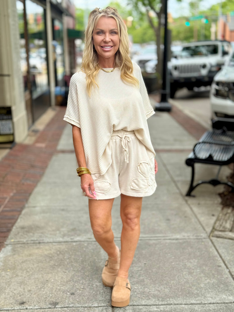 Raw Edge Thermal Top | Khaki