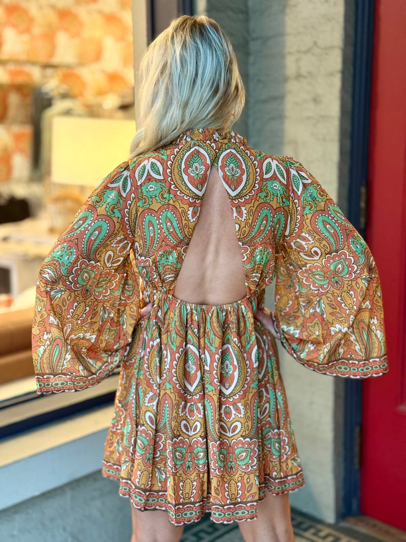 Printed Back Cutout Dress