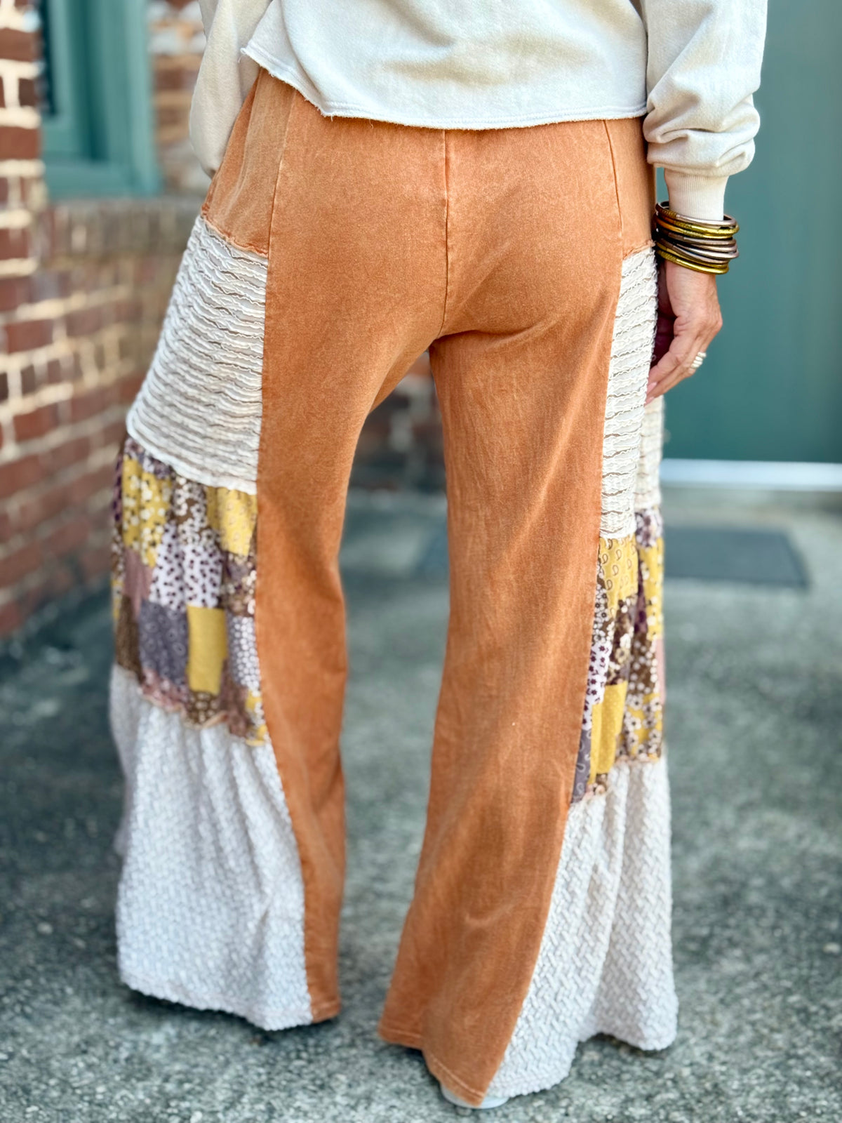 Boho Patchwork + Lace Flare Pants