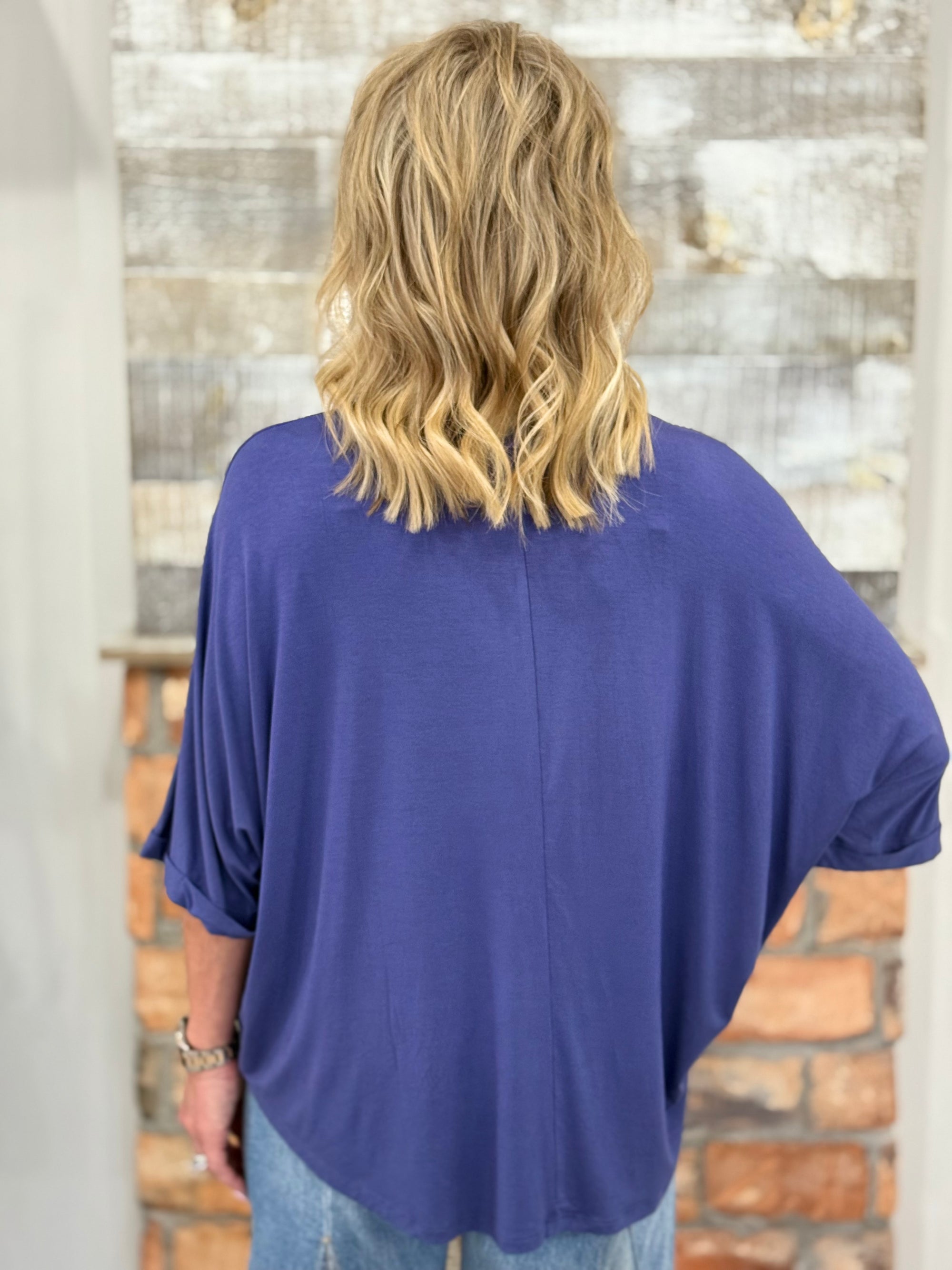 Loose Fit High Low Top | Blue