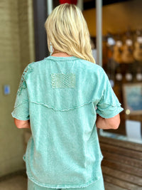Crochet Floral Raw Edge Top