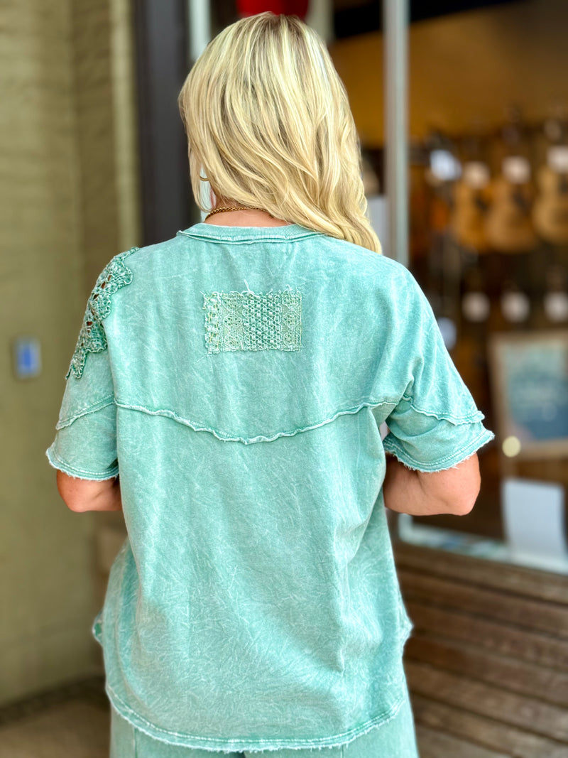 Crochet Floral Raw Edge Top