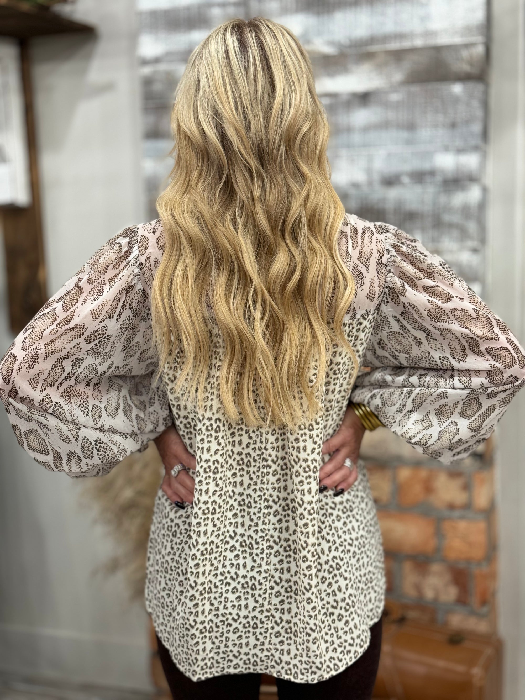 Animal Print Lace Trim Top