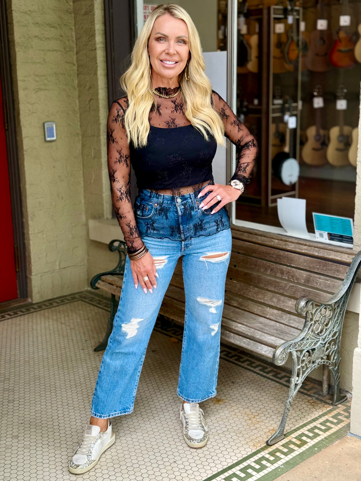 Sheer Lace Top | Black