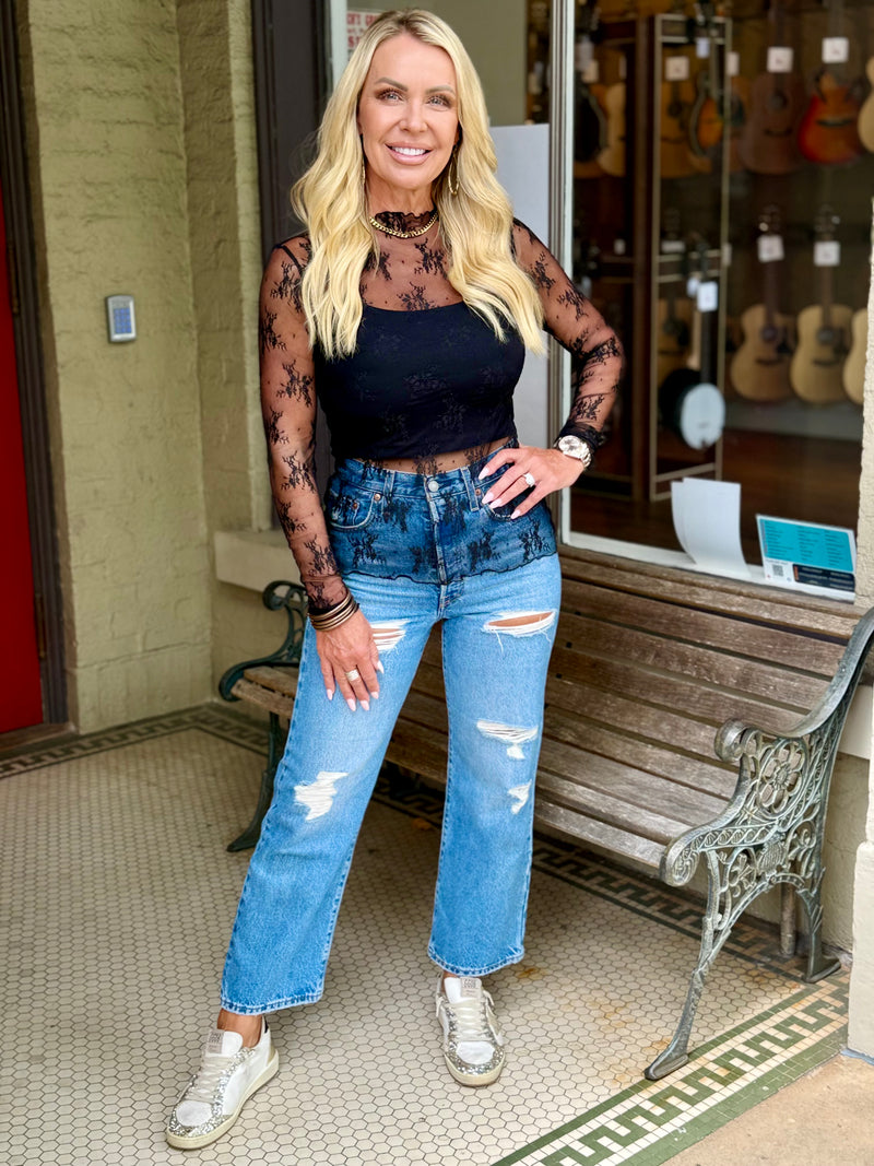 Sheer Lace Top | Black