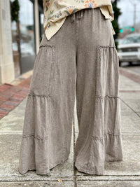 Mineral Wash Tiered Wide Leg Pants