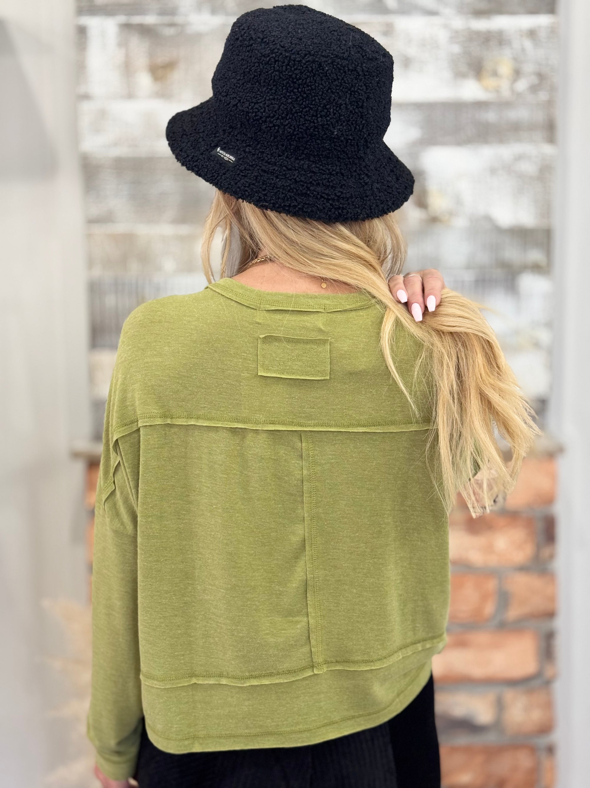 Cropped Patch Pocket Top | Green