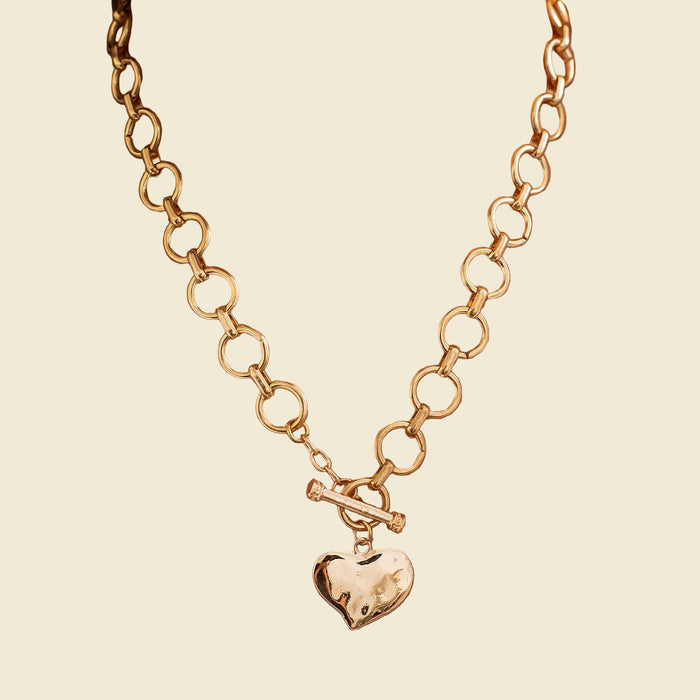 Hammered Heart Toggle Necklace