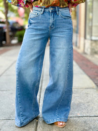 Wide Leg Side Panel Jeans
