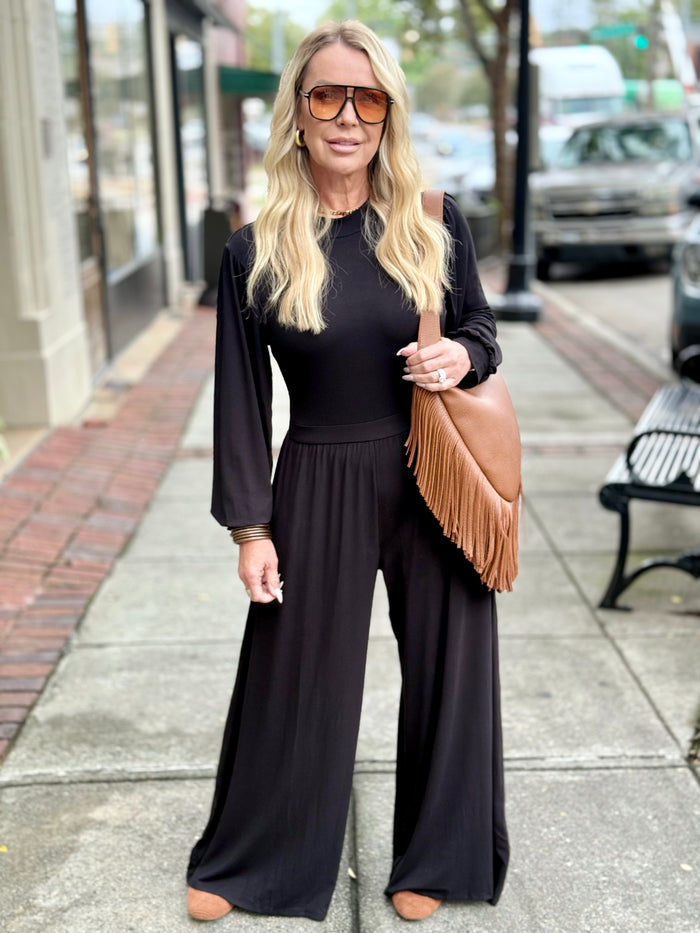 Mock Neck Wide Leg Jumpsuit