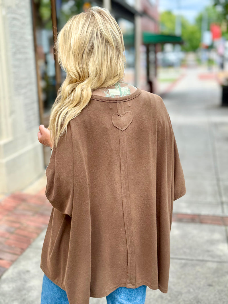 Oversized Dolman Sleeve Top | Brown