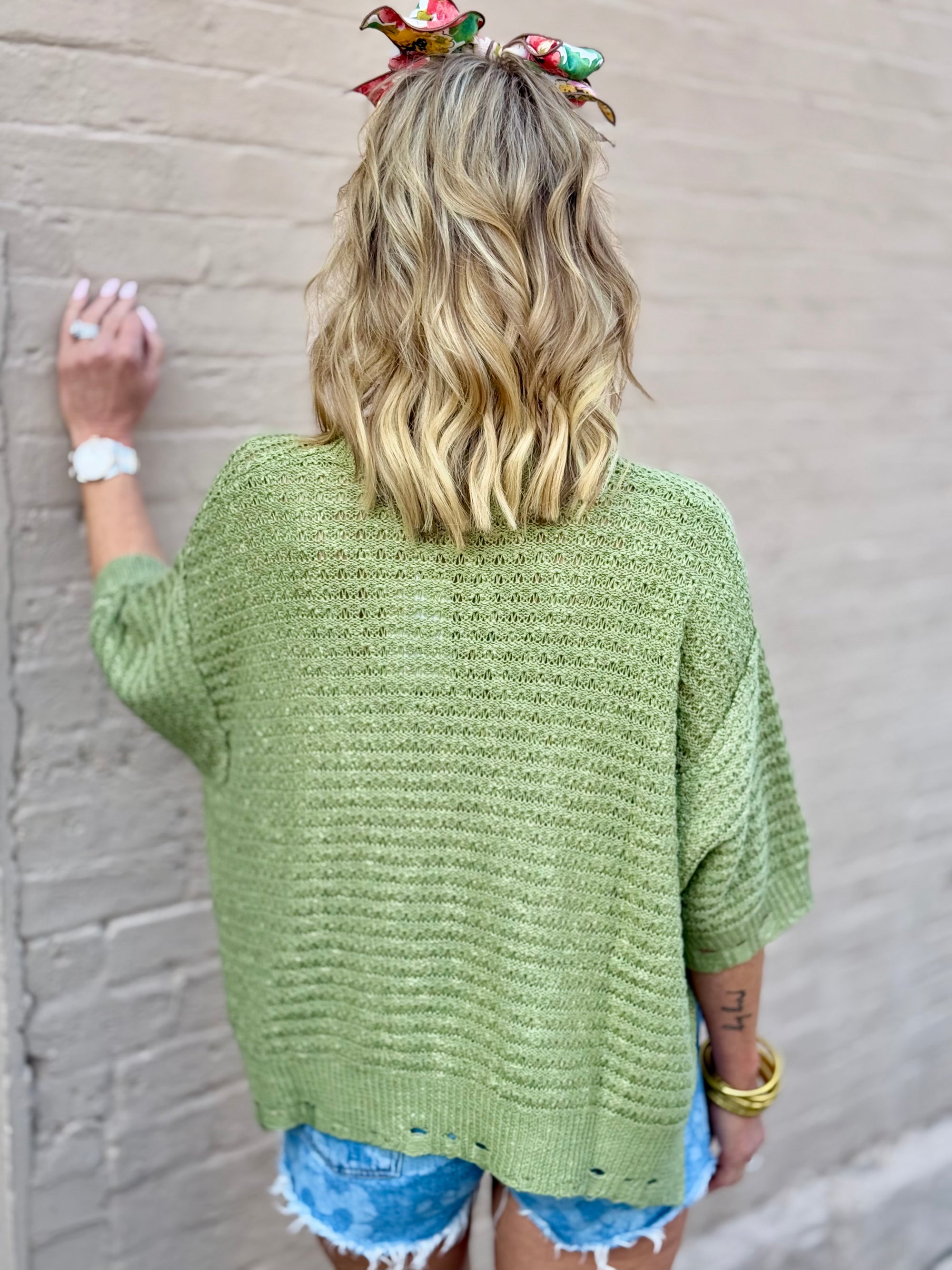 Distressed Summer Sweater | Olive