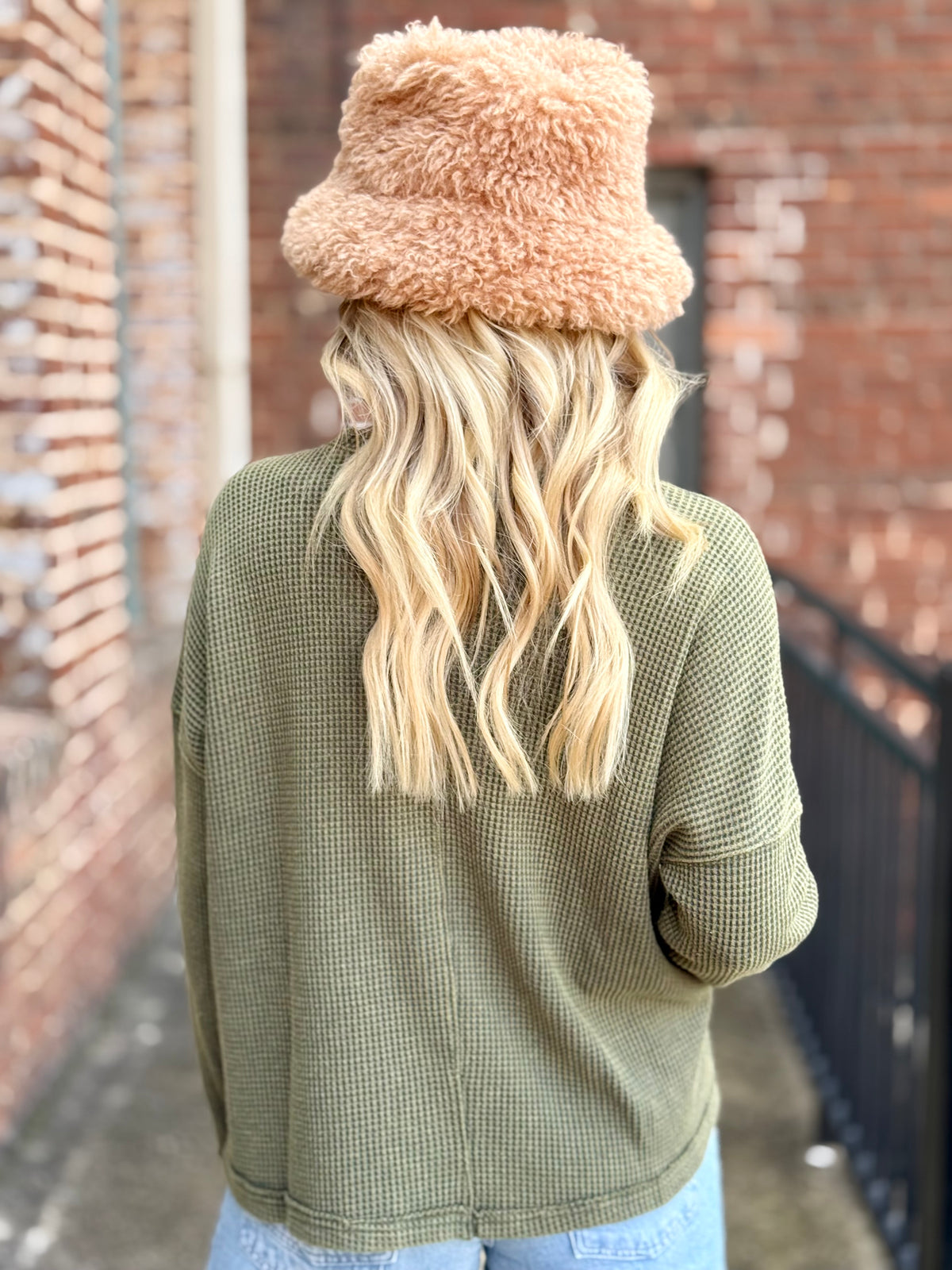 Waffle Knit Top | Olive