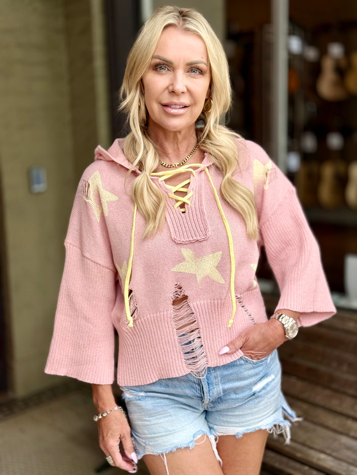 Distressed Star Summer Sweater