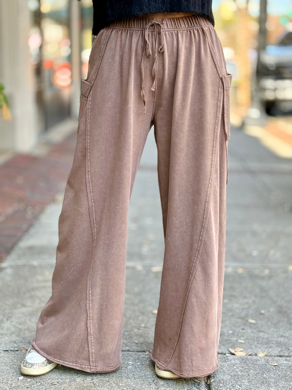 Side Pocket Wide Leg Pants | Mocha