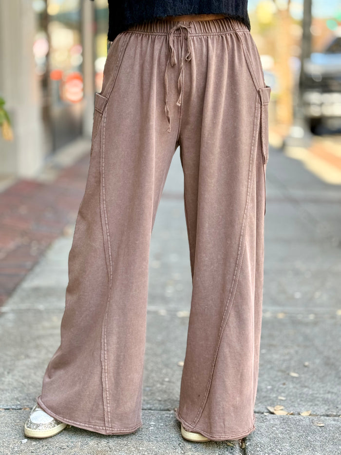 Side Pocket Wide Leg Pants | Mocha