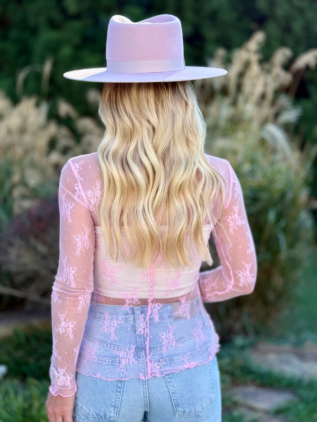 Sheer Lace Top | Pink