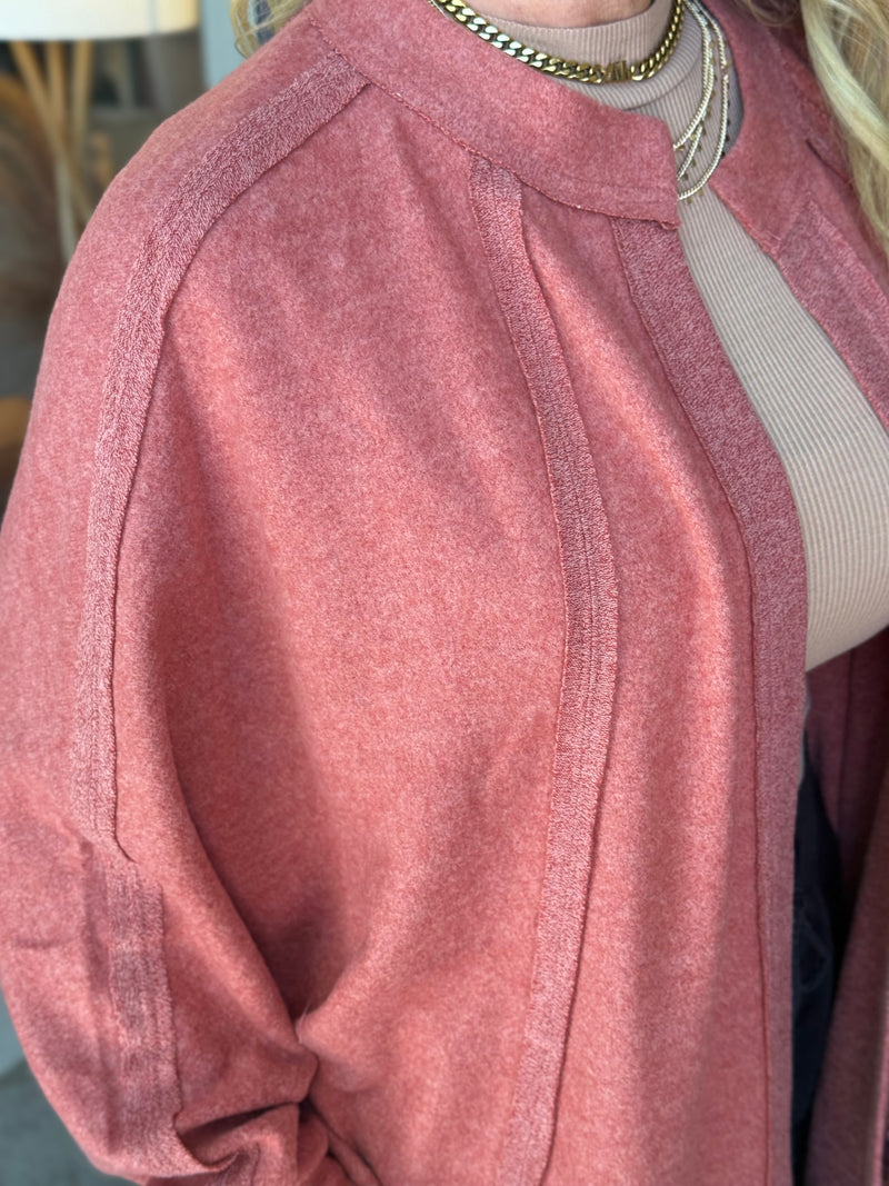 Raw Edge Open Front Cardigan
