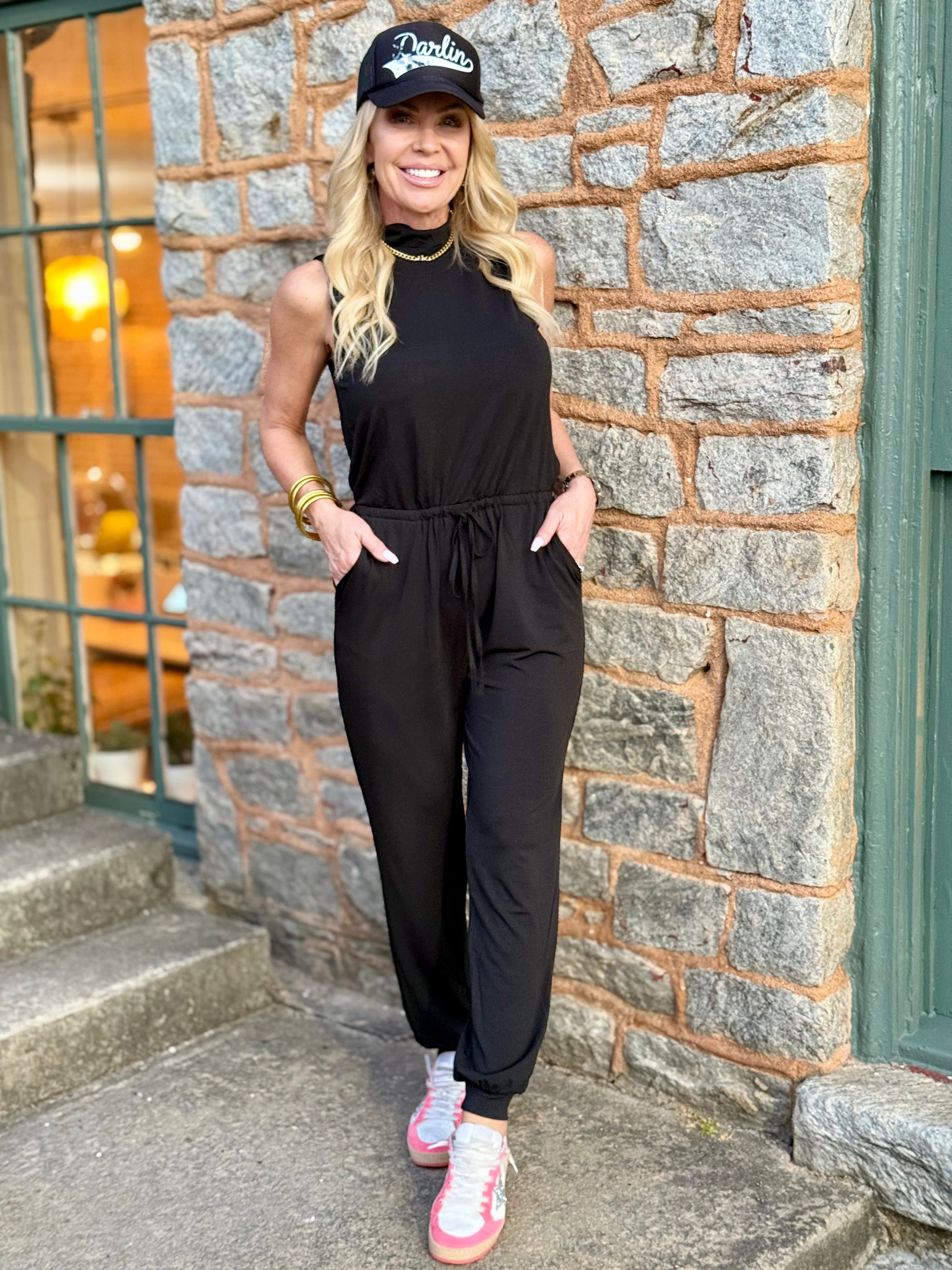 Mock Neck Jogger Jumpsuit