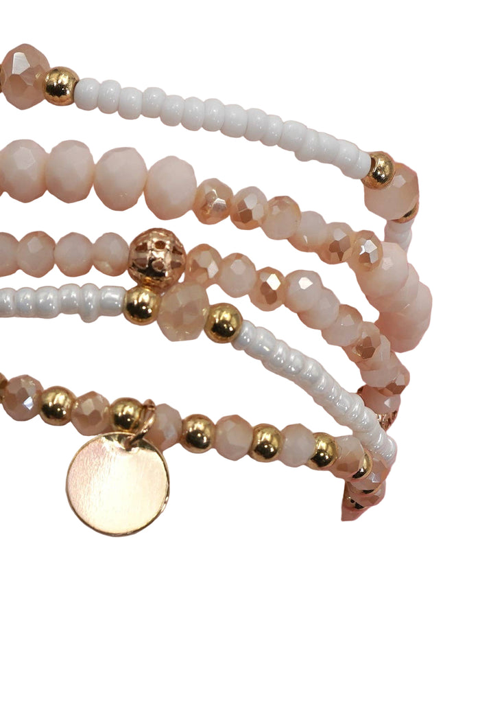 Multi Layer Beaded Disc Bracelet Set