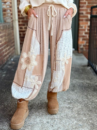 Mixed Fabric Patchwork Jogger Pants