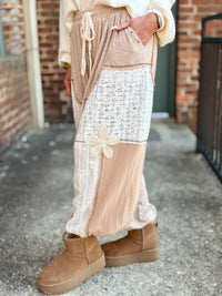 Mixed Fabric Patchwork Jogger Pants