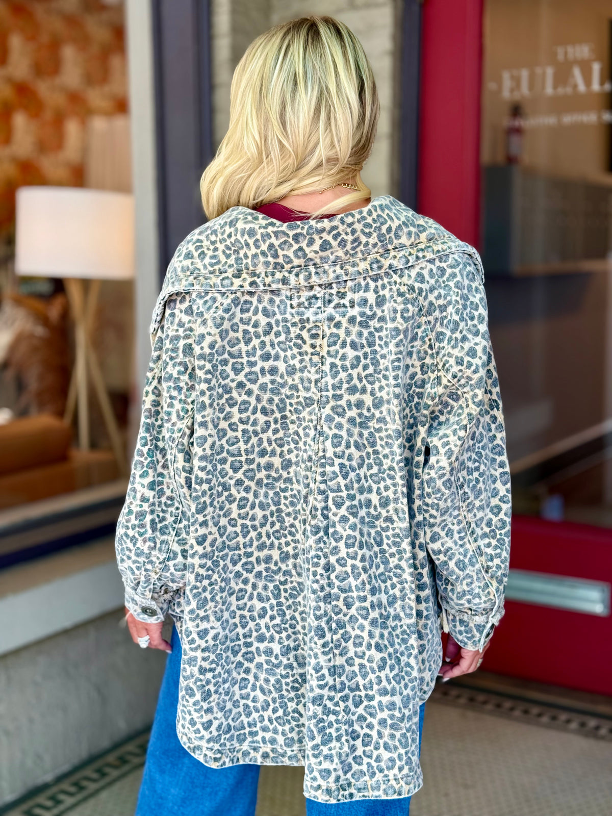 Oversized Leopard Denim Jacket