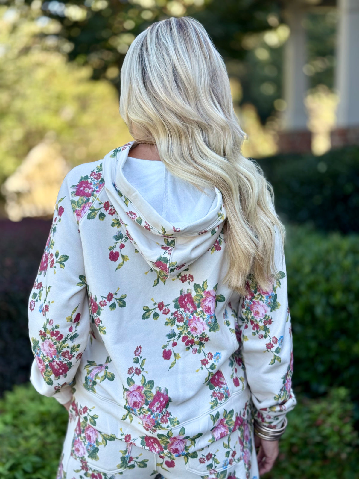 Floral Print Hoodie Top