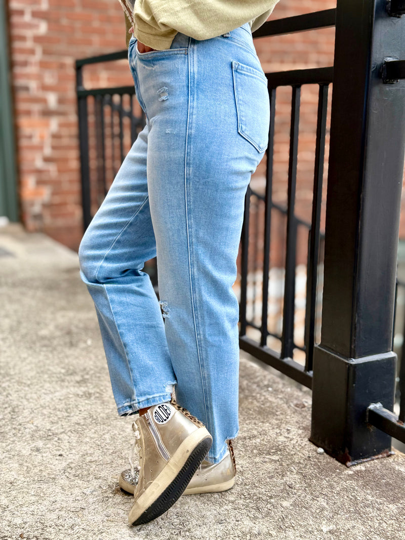 Cropped Straight Leg Jeans