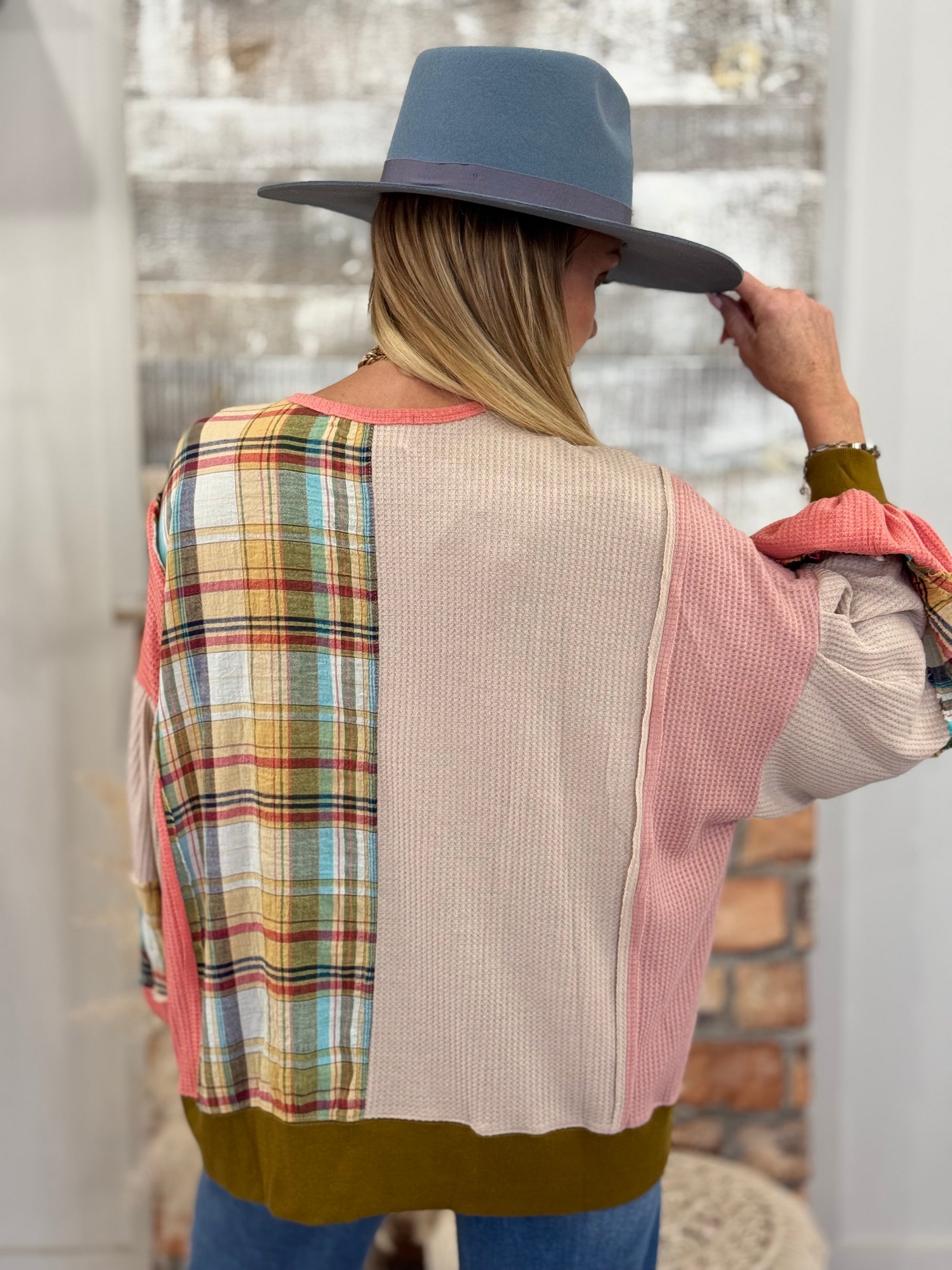 Boho Plaid Mixed Daisy Top