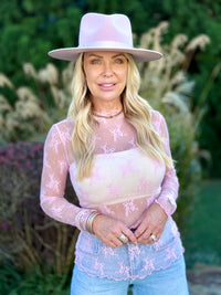 Sheer Lace Top | Pink