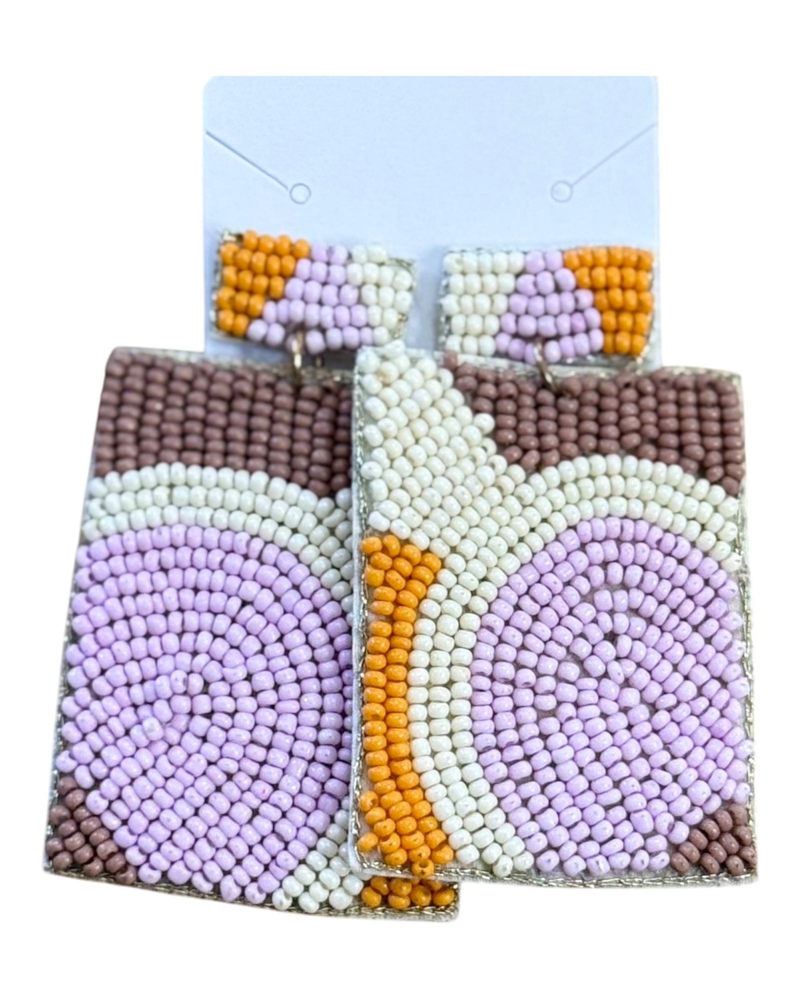 Patterned Beaded Rectangle Earrings