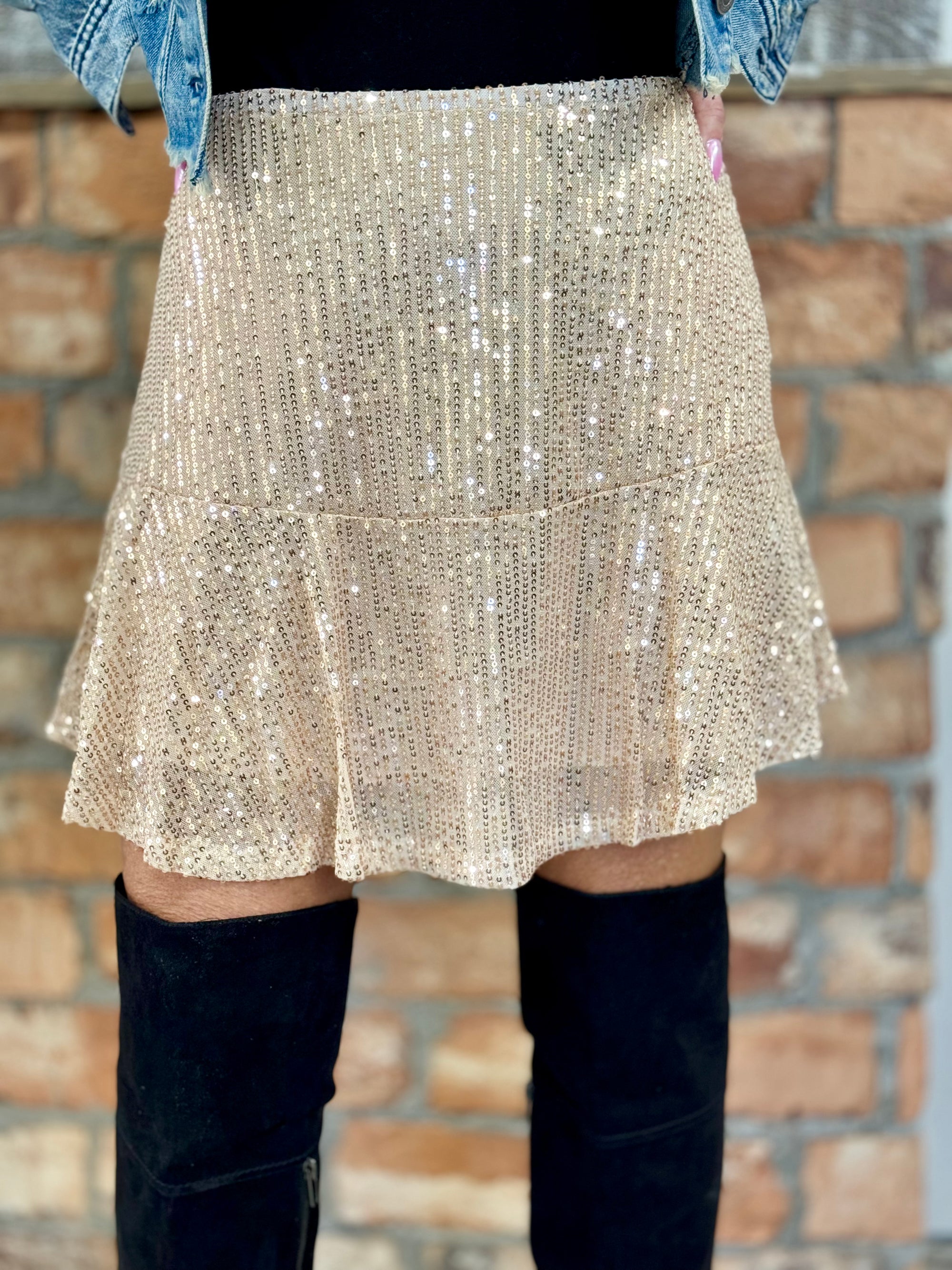 Sequin Skirt in Champagne