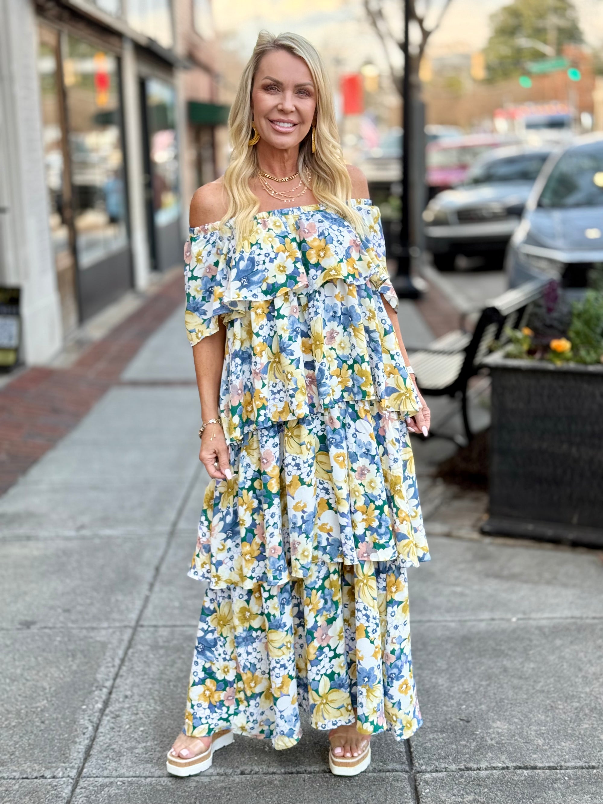 Floral Tiered Ruffle Maxi Dress