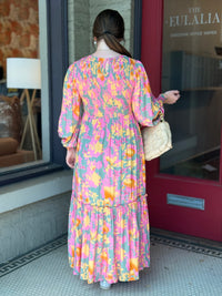 Floral Print Smocked Maxi Dress