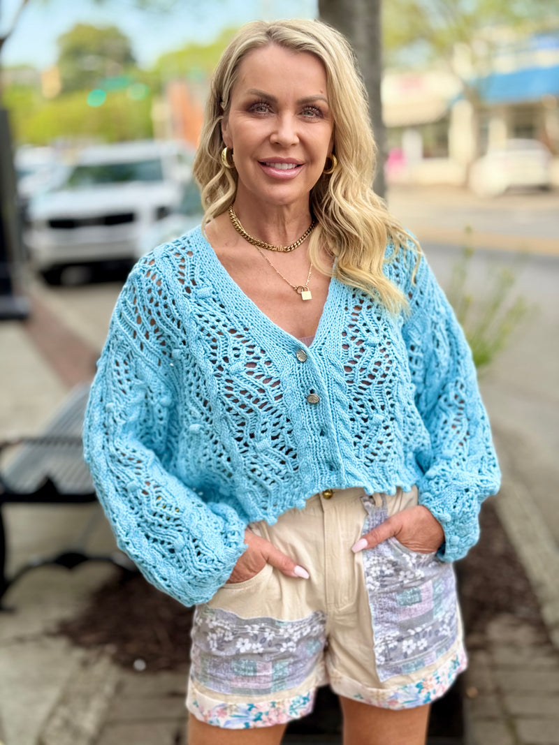 Cropped Sweater Top | Blue