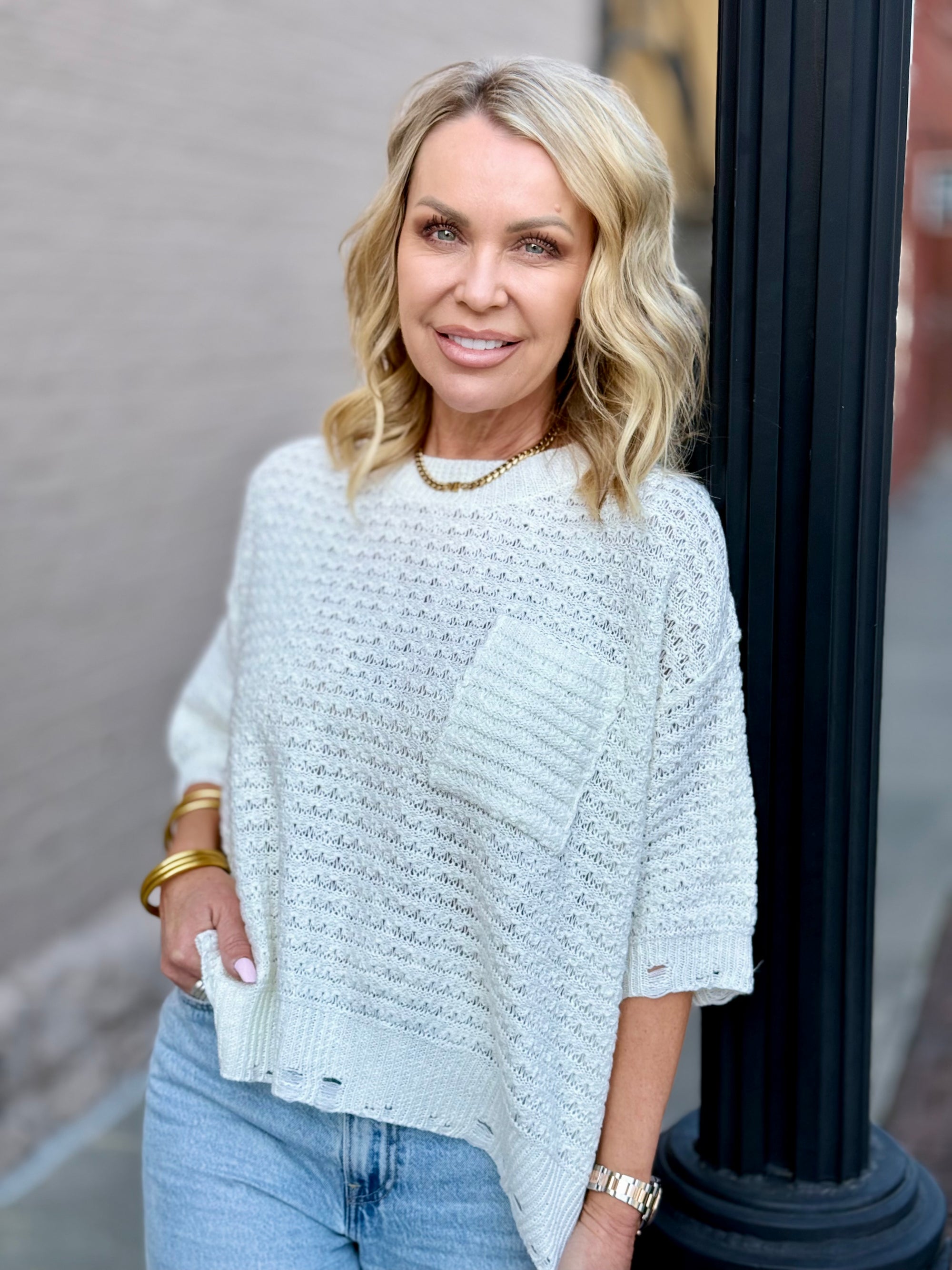 Distressed Summer Sweater | Ivory