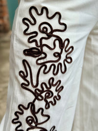 Floral Embroidered Wide Leg Pants