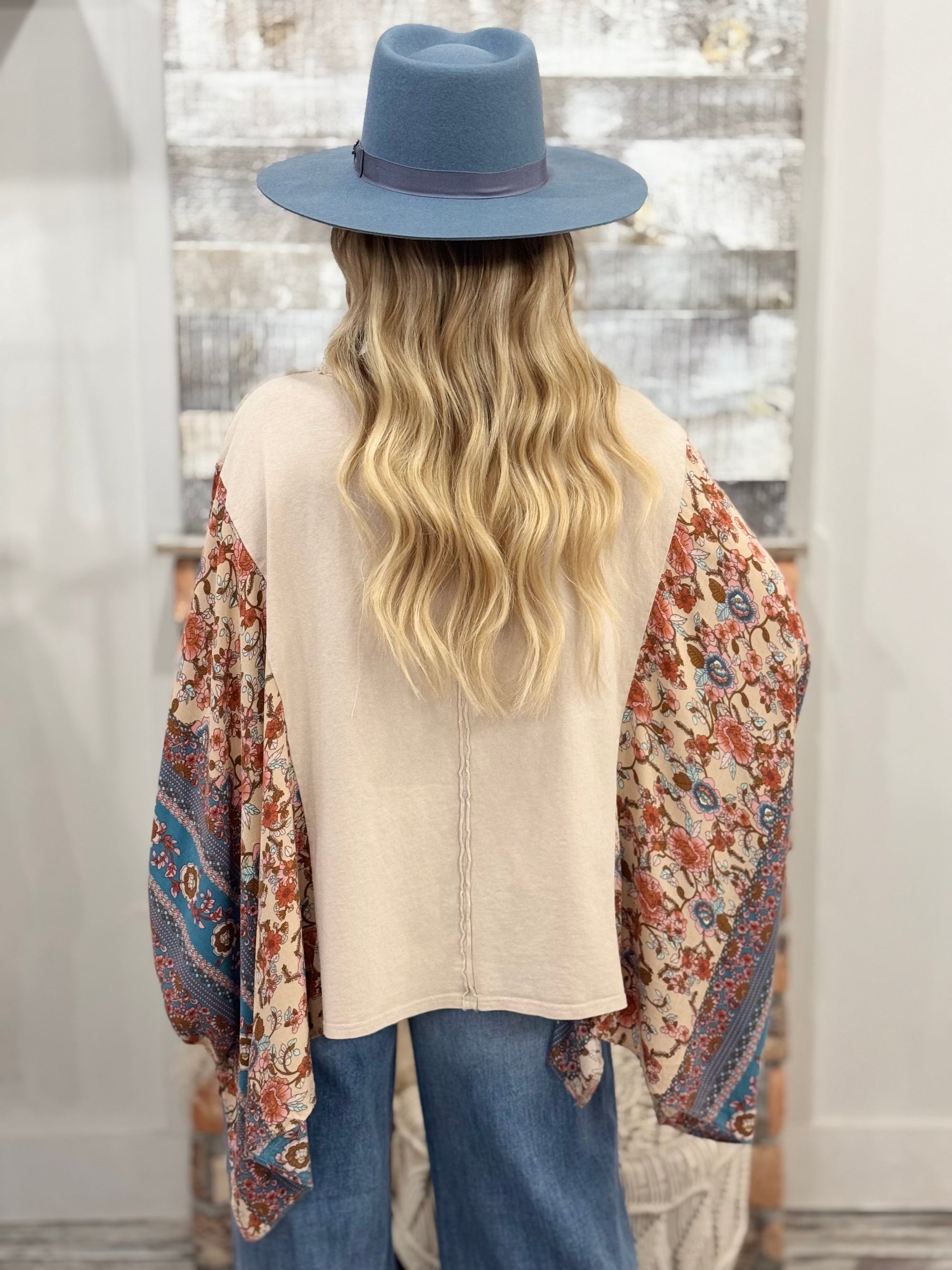 Boho Mixed Print Poncho Top